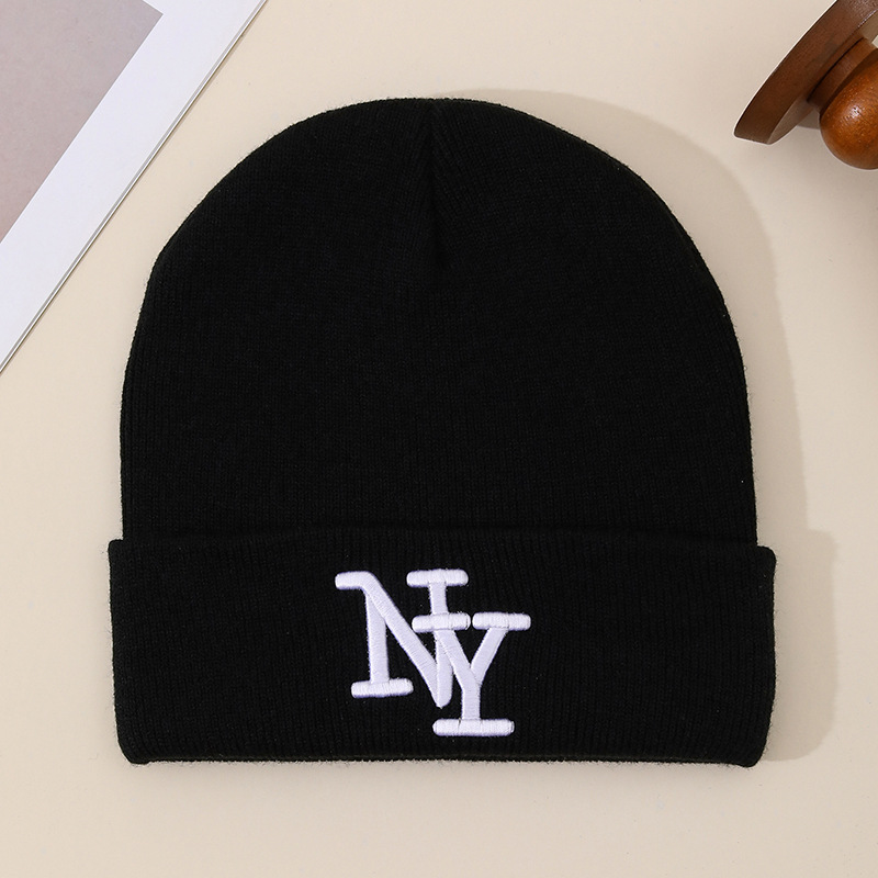 Knit Beanie Hat Letter Embroid - Beanie Cuffed Knit 评论和价格